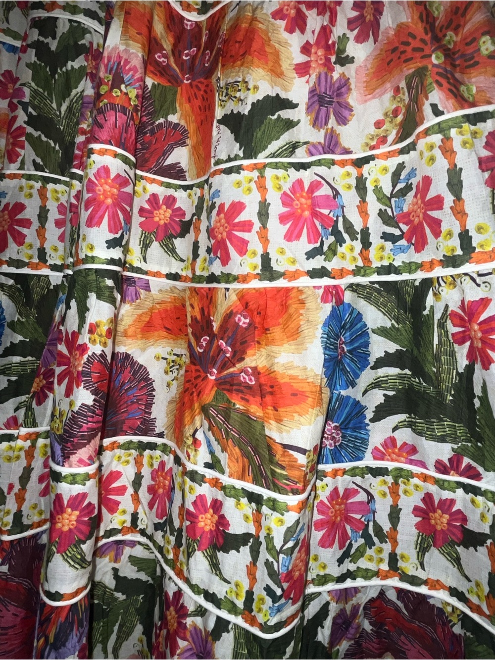 FARM RIO Off white Tropical Yard sleeveless tiered midi dress NWT - Picture 16 of 16